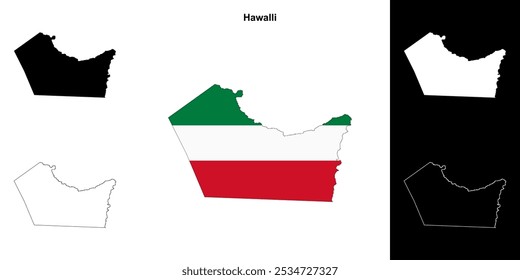 Umrisskarte des Gouverneursbezirks Hawalli