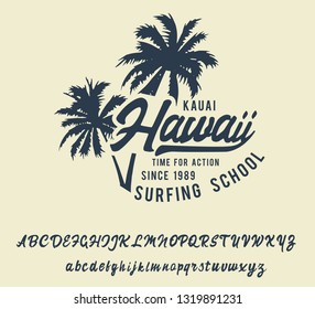 Hawii. Handmade script font. Original style. Retro and vintage.