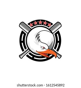 a hawk baseball mascot logo vector design concept