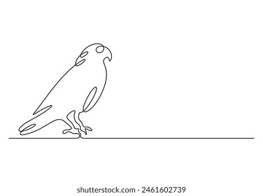 Hawk bird continuous one line drawing vector illustration