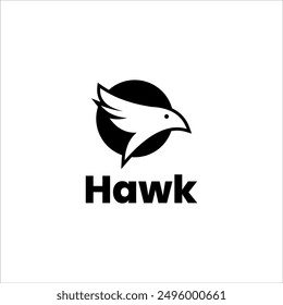Hawk Bird Symbol Logo, Simple Monogram Design for American Brand, Patriotism, Freedom, Force, Flying Mascot, Animal Head Icon, Elegant Vector Graphic for Corporate Identity and Sport