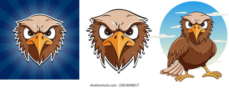 Hawk Cartoon Character with Expressive Face illustration