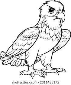 Hawk, colouring book for kids, vector illustration