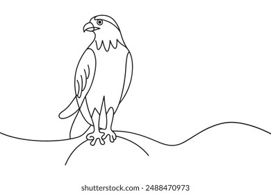 
Hawk Continuous line art vector illustration on white background