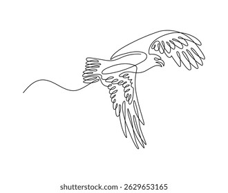 Hawk in continuous line drawing style. Minimalist sketch of eagle, hawk in minimalist black linear isolated on white background. Vector illustration