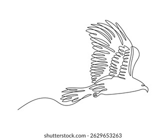 Hawk in continuous line drawing style. Minimalist sketch of eagle, hawk bird in minimalist black linear isolated on white background. Vector illustration