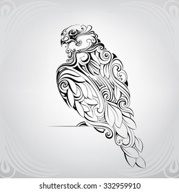Hawk in a deciduous ornament