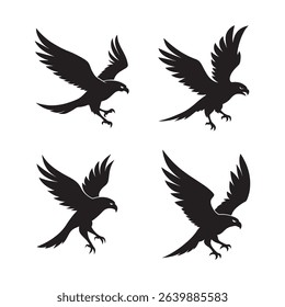 Hawk Diving Down With Sharp Talons Silhouette