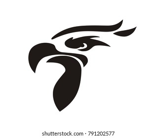 hawk eagle falcon bird animal head silhouette black tribal tattoo illustration  pattern