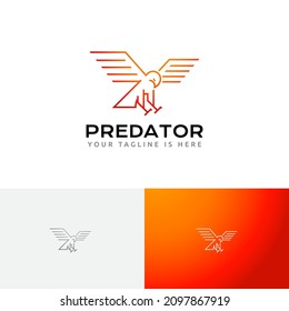 Hawk Eagle Falcon Wings Predator Bird Monoline Logo Template