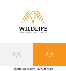 Hawk Eagle Falcon Wings Wildlife Bird Monoline Logo Template