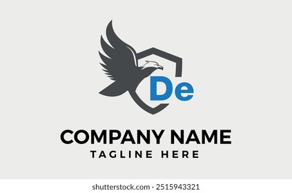 hawk or Eagle with shield isolated on white background. Template for masco tdesign, label, badge, emblem or other branding. Vector illustration.