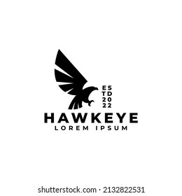 hawk or eagle spreading wing flying logo