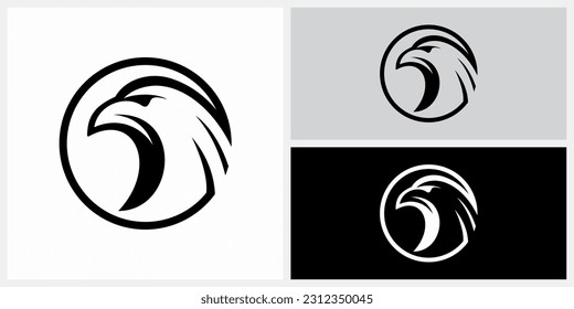  Hawk Falcon Eagle Head Bird Logo Design. Icon Symbol Vector EPS 10.