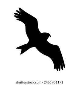 Hawk is flying silhouette. Vector black image.