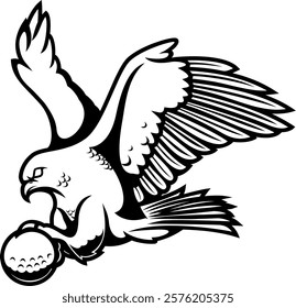 Hawk Grab Golf Ball Vector Illustration