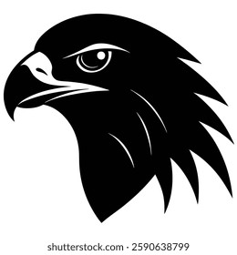 Hawk Head Silhouette Vector Art Illustration and Hawk Head Black Color Design