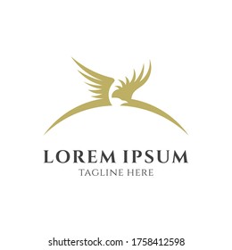 Hawk Horizon Logo, Simple Luxury Logo Style, Flat Gold Color