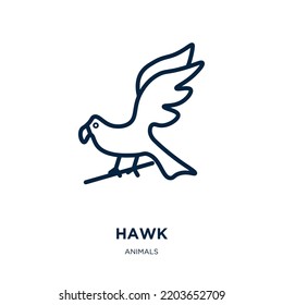 hawk icon from animals collection. Thin linear hawk, falcon, insignia outline icon isolated on white background. Line vector hawk sign, symbol for web and mobile