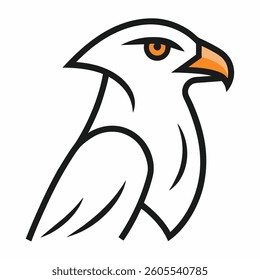 hawk icon line art vector on white background