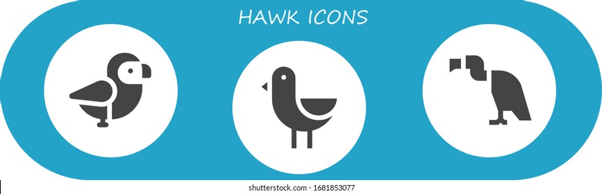 hawk icon set. 3 filled hawk icons.  Simple modern icons such as: Bird, Vulture