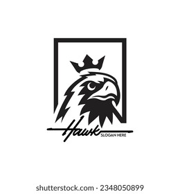 Hawk logo design. Bird, falcon or eagle head badge emblem vector icon