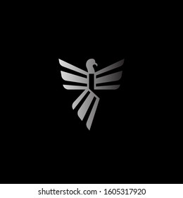 hawk logo design template isolatad in black background