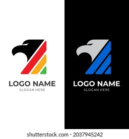 hawk logo design vector with flat colorful style