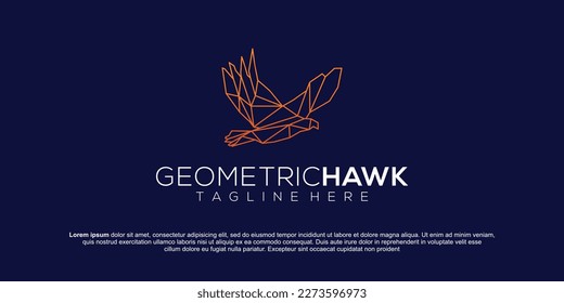 hawk logo design, vector raven icon with simple concept. suitable for logos, brands, mascots, etc. Vector Illustration. Unique abstract geometric logo design