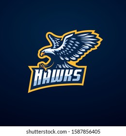 Hawk Logo Mascot Vector. Flying  Hunting