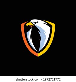 Hawk logo with shield concept