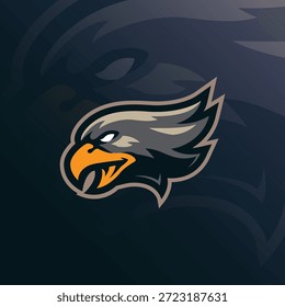 Vector de diseño de logotipo de mascota Hawk. Ilustración de cabeza de halcón para deportes y equipo de deportes electrónicos.