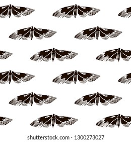 hawk moth vector seamless pattern