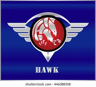 hawk on the winged silver shield.