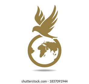 Halcón por todo el mundo. Halcón sobre el planeta tierra. Logotipo
