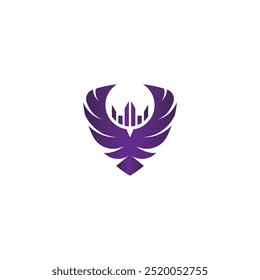 hawk shape with crown shape vector logo design illustration