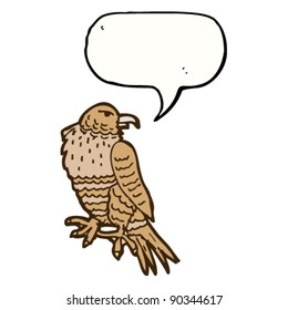 hawk with speech bubble cartoon