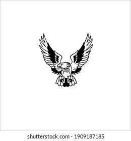 Hawk Symbol Logo. Tattoo Design. Vector Illustration.