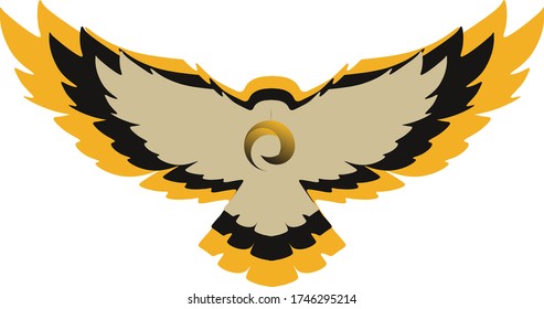 Hawk with the wings spreaded