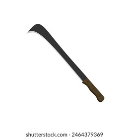 Ilustración vectorial de diseño plano de carey aislado sobre fondo blanco. Arma cuerpo a cuerpo de cazador en la selva. Hélices de armas de combate. Espada de cazador y cuchillas de cazador.