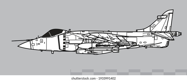 Dibujo vectorial de aviones de combate modernos. Vista lateral. Imagen para ilustraciones e infografías.