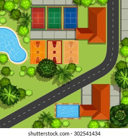 Hawkeye view of sport zone illustration