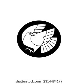 hawks, birds, Japanese family crest style vector icon illustration