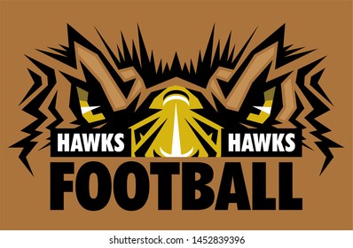 Hawks Football Team Design With Mascot Eye Black For School, College Or League