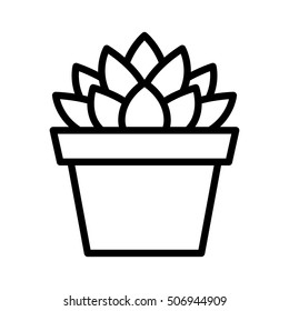 Haworthia Cooperi succulent potted plant line art vector icon for apps and websites