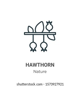 Hawthorn outline vector icon. Thin line black hawthorn icon, flat vector simple element illustration from editable nature concept isolated on white background