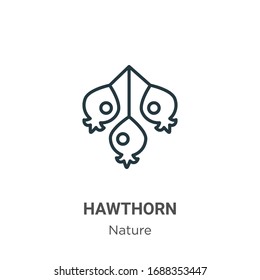 Hawthorn outline vector icon. Thin line black hawthorn icon, flat vector simple element illustration from editable nature concept isolated stroke on white background