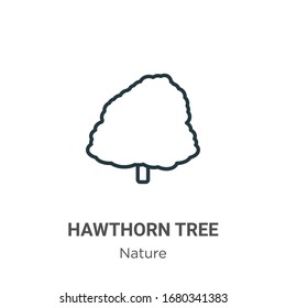 Hawthorn tree outline vector icon. Thin line black hawthorn tree icon, flat vector simple element illustration from editable nature concept isolated stroke on white background