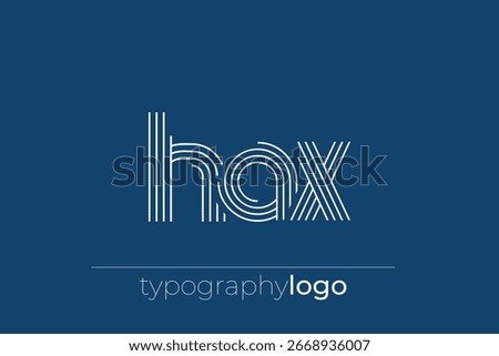 HAX modern geometric typography logo. Modern and stylish composition featuring a monochromatic typography logo illustration designed with intricate lines.