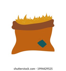 Hay in bag. a stack of hay in a bag. Vector illustration